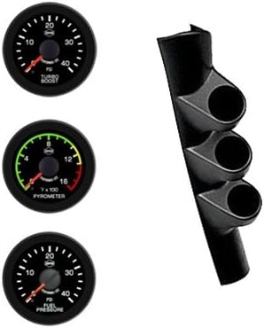 ISSPRO R50053 98-02 Dodge Cummins Ev2 Black Face/red Pointer/black Bezel Pyro-Boost-Fuel Pressure Wo/speaker