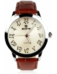 ZLYC Unisex Novelty Musical Note Vintage Brown Faux Leather Strap Wrist Watch