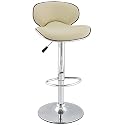 Designer Barstuhl / Bar Hocker mit Gaslift, Barhocker / Stuhl aus verchromten Stahl, Lounge Drehstuhl höhenverstellbar in beige - Sitzmöbel 2010