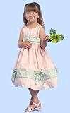 IMAGE OF 100% Pink Silk Dress with Kiwi Green Accents Size 12 - (Child)