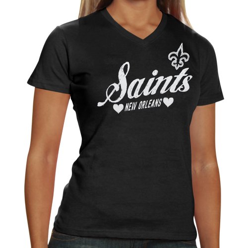 New Orleans Saints Heart Script Baby Jersey T-Shirt - Black (Medium)