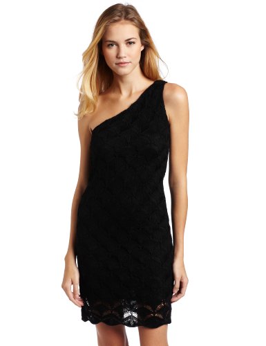 Just For Wraps Women's Crochet One Shoulder Dress, Black, Small