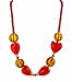 Necklace - N136 - Murano Glass & Pearl ~ Red & Gold