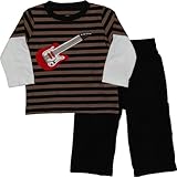 カーターズ（Carter's）上下セットアップ 男の子 ギター&ボーダー重ね着風上下2点セット 黒茶ボーダーロンT [並行輸入品]