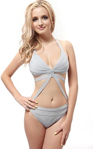 SmartDog women's Gray Bandage Swimsuit One Piece Bikini M