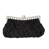 LadyGirl Knit-Style Prom & Party Evening Handbag With Crystals, Clutch Bag, Gift Ideas--Colors Various, Price/Piece -BLACK