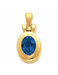 14K Yellow Gold Oval Cut Sapphire Pendant -- LIFETIME WARRANTY