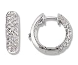 1/2 Carat Pave Set Diamond Hoop Earrings in White Gold (with Safety Lock)