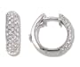 1/2 Carat Pave Set Diamond Hoop Earrings in White Gold (with Safety Lock)