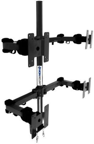 MonMount Quad LCD Monitor Stand Desk Clamp Holds Upto 4 27-Inch LCD Monitors, Black (LCD-2020B) by MonMount