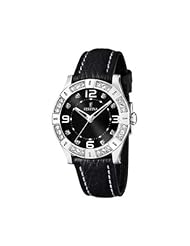 Festina Womens Fashion F16537/2 Black Leather Quartz Watch with Black Dial