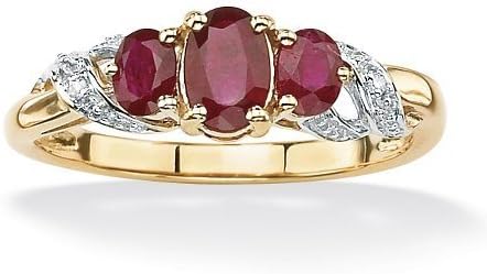 Royal Palm Jewelry 482906 1 TCW Round Genuine Ruby with Diamond Accents 10k Yellow Gold Ring - Size 6