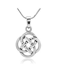 925 Sterling Silver Celtic Knot Five Fold Pattern Round Shaped Pendant with Sterling Silver Necklace Chain 18 Jewelry for Women - Nickel Free