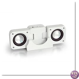 White Travel Size Foldable Multimedia Speaker for iPod, iPod (video), iPod nano, iPod Photo, iPod Mini, and iPod Shuffle