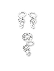 Sterling Silver Cz And Polished Earrings & Slide Pendant Set