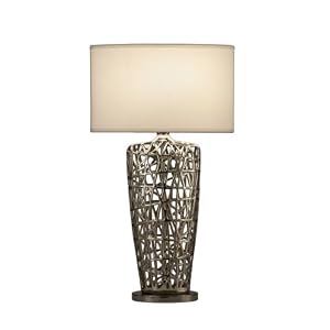 Nova Lighting 11076 Bird's Nest Heart Table Lamp, Chrome with White Linen Shade