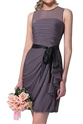 Charmeuse/Chiffon/Tulle Cocktail Above the Knee Short Sheath   Prom Dress/Mini Dress  With a Bow(s) and Ruffles