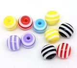 Watch&Jewellery Online Shop Ranking 198. Pack of 100 Mixed Striped Round Resin Beads 6mm, hole 1.2mm