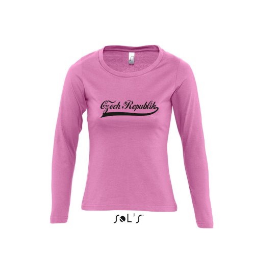 Tschechien Oldschool Czech Republic LÄNDERSHIRT EM / WM FAN Trikot – Damen Langarm Longsleeve T-Shirt S-XL , Orchid pink – schwarz , S