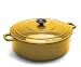 World Cuisine Oval Enamel Cast Iron Dutch Oven 6 3/4 Quart with Lid, Yellow