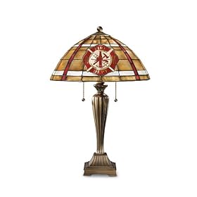 Courage Under Fire Firefighter Stained Glass Table Lamp by The Bradford Exchange