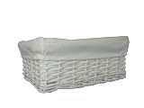 New White Wicker Storage Basket With White Cloth Lining (Large)