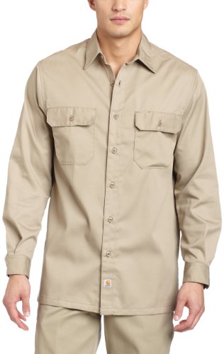 Carhartt Men's Big & Tall Twill Long Sleeve Work Shirt,Khaki,XX-Large Tall