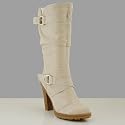 DRIP Women Micro Suede Western Dress Boots Ice Off White