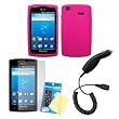 Hot Pink Silicone Case / Skin / Cover, LCD Screen Guard / Protector & Car Charger for Samsung Captivate SGH-I897