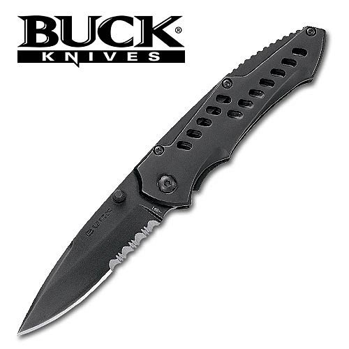 Buck Folding Knife Serrated Black Mantis by Buck