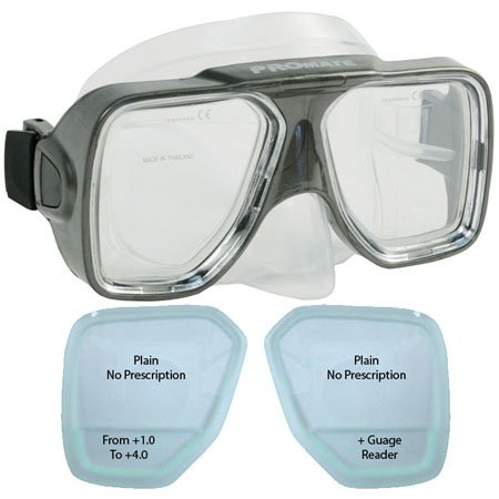 BiFocal Gauge Reading Scuba Dive Snorkeling Mask Prescription Lenses, Titanium, +2.5 Bifocal