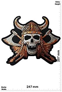 Viking Skull Germane 24 cm BIG JUMBO Biker Vest Jacket T shirt Sew Iron on Patch Gift Mom Dad