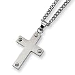 Brushed Stainless Steel Cross Necklace on 22" Chain