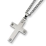 Brushed Stainless Steel Cross Necklace on 22 Chain