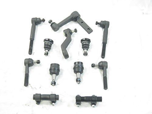 2 Outer Tie Rod Ends, 2 Inner Tie Rod Ends, 2 Adjusting Sleeves, 2 Upper Ball Joints, 2 Lower Ball Joints, 1 Pitman Arm, 1 Idler Arm