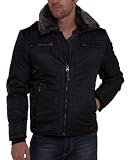 Gov denim - Blouson homme noir avec col fourrure