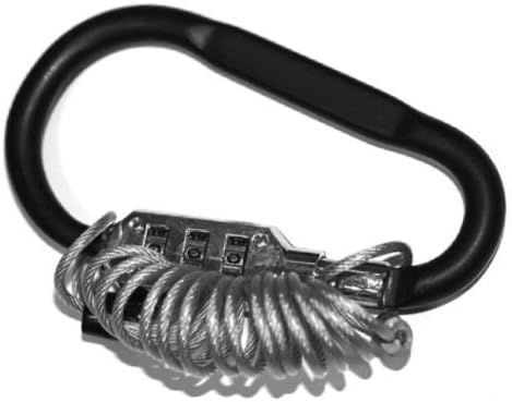 Locking Carabiner Clip with Braided Steel Rope, 3 Digit Locking Code.
