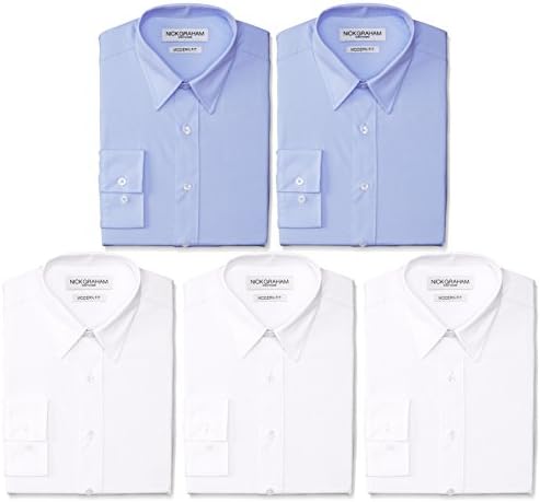 Nick Graham Everywhere Men's 5 Pack Modern Fit Dress Shirt, Multi,18"-18.5" Neck, 36"-37" Sleeve (XX-Large)