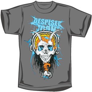 Despised Icon Horned Skull With Hair,  Bandages & Flames T-Shirt