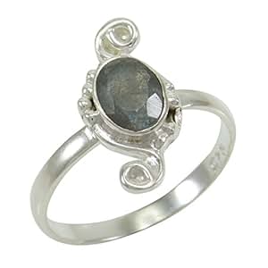 Labradorite la pierre 925 Bague en argent sterling femmes Bijoux SZ 7