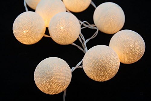 White Lantern Tone Handmade Cotton Balls Fairy String Lights Home Decor (4metre 20 Globes/pack)all 5 pack/100 ball