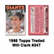1986 Topps Traded Will Clark Rookie Card
