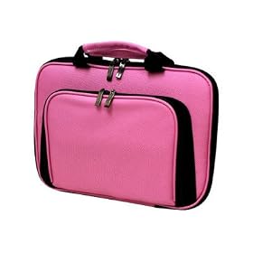 Asus Eee PC1008HA Netbook CaseCrown Premium Double Memory Foam Laptop Case with Front Pocket and TSA Approved Combination Lock (Nylon Pink)