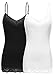 Simlu Lace Camis Cotton Camisole Cami Tank Top Lace Layering Tank Top for Women Small 301 - 2 Pk Black / White