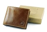 Timberland Wallet Leather Mens Bifold Passcase Deep Cognac Organic Cotton Lining