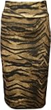 Ladies Black Brown Leopard Print Stretch Animal Womens Knee Length Skirt Sizes 8 - 14