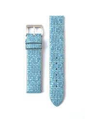 18mm Blue Tommy Bahamas Braided Style Italian Leather Watchband with S/S Buckle