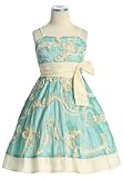New Two Tone Ribbon Embroidered Dress ~ sz 4 to 14 Girls ~ Aqua/Ivory or Black/White