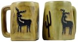 Two MARA Coffee Cup STONEWARE Dinner SQUARE Mug FETISH DEER Design