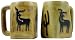 Two MARA Coffee Cup STONEWARE Dinner SQUARE Mug FETISH DEER Design